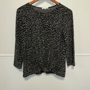 Women's Antistar Blouse, XS, Gray and Black cheetah leopard sweater long sleeve